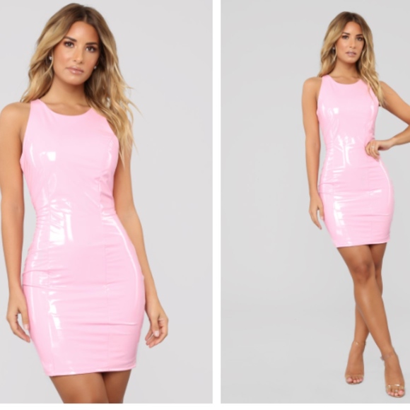 Fashion Nova | Dresses | Pink Latex Dress | Poshmark